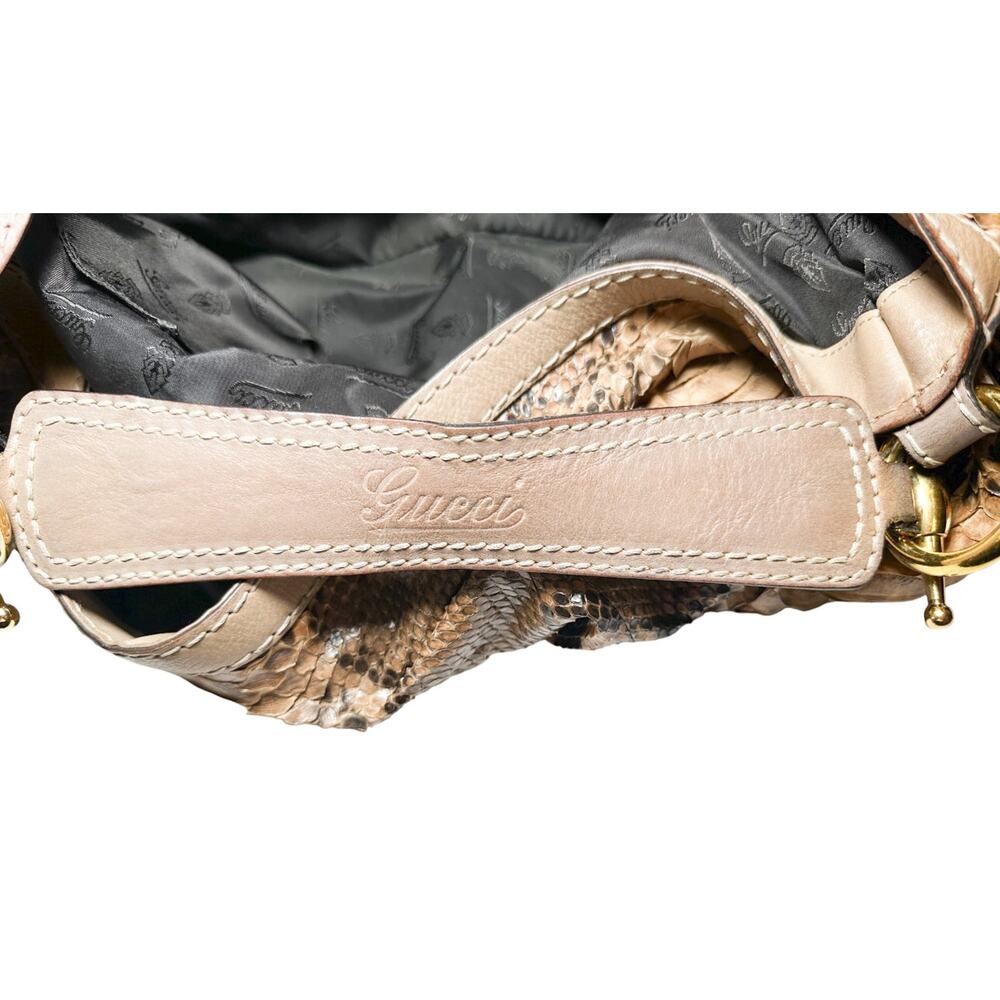 GUCCI Large Neutral Python Jockey Hobo Tote Shoulder Bag - Picture 5 of 9